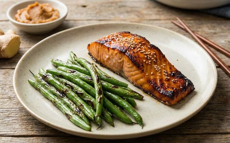 miso-glazed-salmon-green-beans